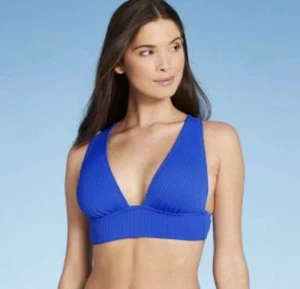 Women's Tall Triangle Ribbed Bikini Top - Shade & Shore™ Sz. M Fast Shipping - Picture 1 of 7