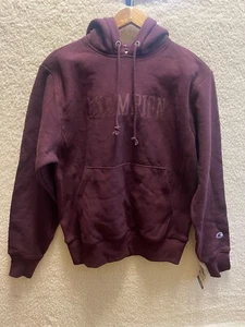 Felpa con cappuccio Urban Outfitters x CHAMPION tessuto rovesciato, bordeaux, PICCOLA NUOVA CON ETICHETTE - Foto 1 di 9