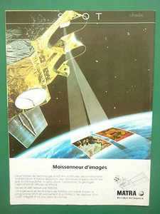 3/1986 PUB MATRA VELIZY SATELLIT SPOT ESA CNES TELEDETECTION ESPACE FRANZÖSISCHE ANZEIGE - Bild 1 von 1