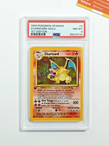 Pokemon PSA 8 Charizard #4 Holo 1St Edition Base Set Spanish - Foto 1 di 3