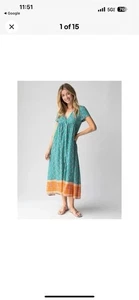 Natural Life Avery Midi Dress Short Sleeve V-neck Button Front Women’s L/XL Boho - Picture 1 of 10