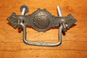 Antique Pressed Brass Furniture Drop Bail Pull Handle Hummingbird Motif J-27 - Picture 1 of 3