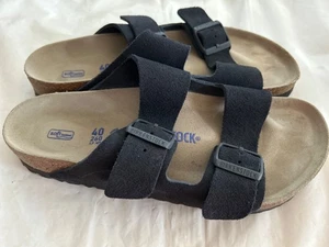 Sandalias Birkenstock para mujer Arizona plantilla suave gamuza cuero - azul marino-L9 (40) - Imagen 1 de 8