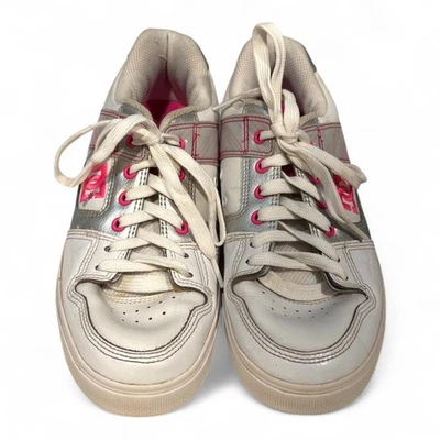 DC Shoes skate sneakers leather white/silver/pink women’s US 9 low-top - Image 1 of 4