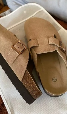 Evshine Mode Wildleder Kork Hausschuhe für Männer Innensohle Kork Clogs Sandalen mit Fußgewölbe - Bild 1 von 3