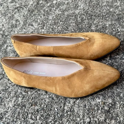 Zapatos planos de ballet Ecco para mujer talla 4 EU35 punta puntiaguda en cuero nobuck tostado cómodos Foto 1 de 4