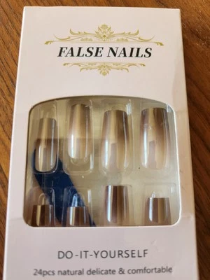 Press On False Nails 24 Pieces NEW ~ French Bling  - Image 1 of 2