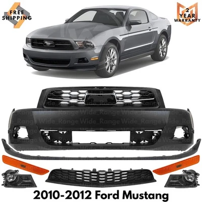 Front Bumper Cover Fascia Paintable & Grille Kit For 2010-2012 Ford Mustang Base Foto 1 de 4