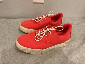 Kizik "Madison" Sneaker Slipper 10 Chambray Mohnrot Canvas Beach Street - Bild 1 von 9