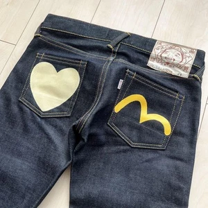 Evisu Gull Heart Denim Pants W24 Navy Cotton Used - Picture 1 of 9