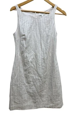 Falda Banana Republic Talla 0 Beige Rayas Mezcla de Lino Tanque Forrada hasta la Rodilla Funda Foto 1 de 4