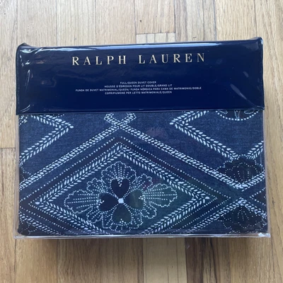 Funda nórdica Ralph Lauren completa/reina Francois azul geométrica 108x96 pulgadas $375 nueva con etiquetas Foto 1 de 4