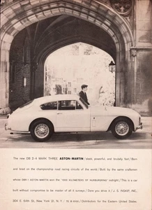 1958 Ashton Martin DB2-4 Sedan Mark IlI British 13 x 17 Reproduction Ad Poster - Picture 1 of 1