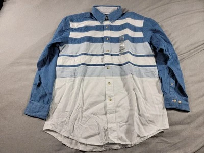 NEW Vtg Trader Bay Striped Colorblock Western Shirt L/S Button Up Medium - Image 1 of 4