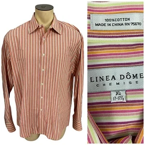 Camisa Linea Dome Para Hombres Manga XL 17 Naranja Rayas Trabajo Oficina Iglesia Fecha Preppy - Imagen 1 de 12