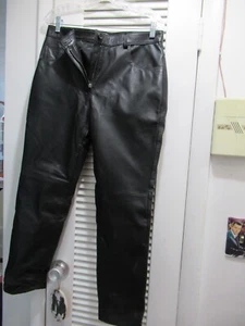 Damen Echt Leder Hose SCHWARZ Biker Reißverschluss Größe 30 Hose NEU TOP PREIS - Bild 1 von 4
