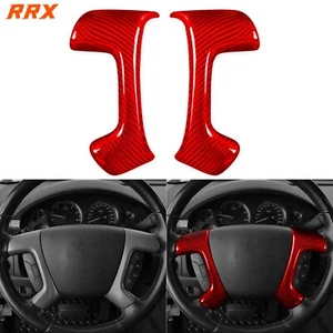Red Dry Carbon Fiber Steering Wheel Panel Cover For Silverado/Tahoe/Sierra/H2 - Picture 1 of 9