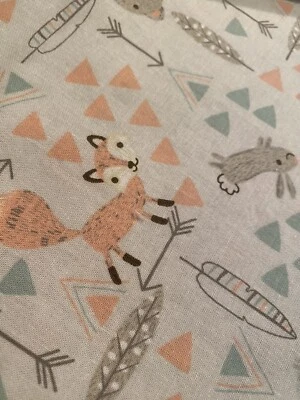 MULTICOLOR FOXES BEARS Rabbits ANIMALS PRINTED 100% COTTON FABRIC 24 x 43" new - Image 1 of 4
