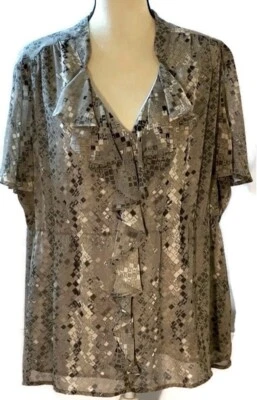 Top COVINGTON MUJER Gris Manga Corta Detalle Volantes Abotonado Mujer Talla 20-22W Foto 1 de 4