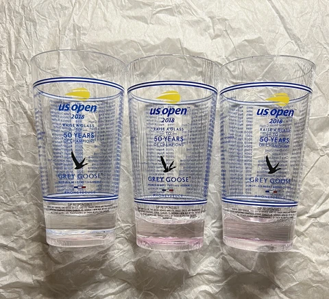 2018 US Open Tennis 50 Year Anniversary Grey Goose Honey Deuce Plastic Cup, 3Set Cover