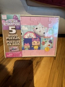 DreamWorks Gabby's Dollhouse 5 Wood Puzzles Wooden Storage Box NIB Sealed mABZ - Picture 1 of 6