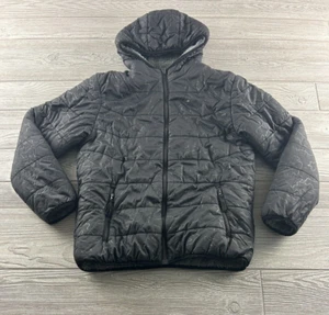 Eddie Bauer Reversible Hooded Jacket Sherpa Coat Black Gray Boys Large 14/16 - Picture 1 of 14