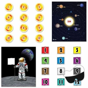 PIN THE SUN IN THE SOLAR SYSTEM - 2 GAME (SUN/MOON) SPACE THEME PARTY GAME - Picture 1 of 1