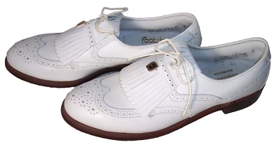 Nuevos zapatos de golf Footjoy Classics talla 9,5-4A de cuero blanco con punta de ala Kiltie Foto 1 de 4
