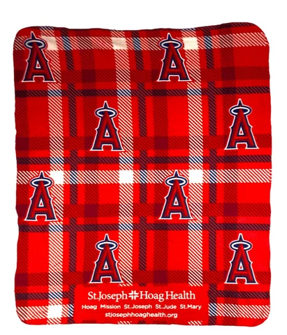LA Angels Baseball Plaid Logo Blanket 48x56" SGA St Joseph NEW Cover
