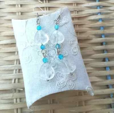 ORECCHINI CUOR DI CRISTALLO DI ROCCA IN QUARZO IALINO NATURALE E ARGENTO 925 - Immagine 1 di 4