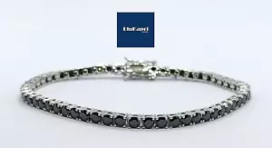 Tennis in Argento 925/1000 bracciale uomo / donna 18 cm zirconi neri 3 mm - Foto 1 di 8