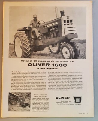 Anuncio de cargador de tractor Oliver 1600 1963 vintage Foto 1 de 2