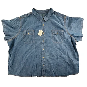 Boulder Creek Trading Co Button Front Shirt Mens 9XL Short Sleeve Blue Denim - Picture 1 of 5