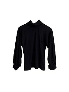 Vintage 1970s High Neck Roll Shirt Top Long Sleeve Size 10 8 Designer Goth Punk - Picture 1 of 4