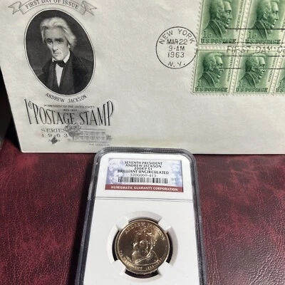 7th President Andrew Jackson 2008P NGC BU With 1963 1st Day Cover! SDL1038 - Image 1 of 4