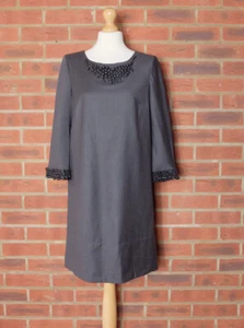 Whistles Graues Wolle Runde Perlen Kugel Trapez Schaukel Kleid UK 10 - Bild 1 von 11