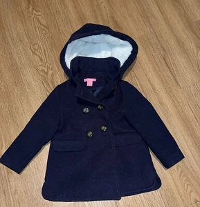 Abrigo de invierno para bebé niño pequeño talla 18-24mos dimensión joven azul marino doble capucha - Imagen 1 de 8