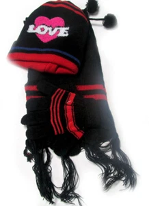 Toddler Hat,Scarf & Glove Set - Embroidered LOVE Design -Order by 10 AM !!! - Picture 1 of 2