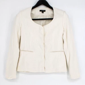 ANN TAYLOR Blazer Jacket Women's Size 4 White Long Sleeve Short Length Button Up - Picture 1 of 3
