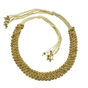 Glass Pony Beads Paracord Belt Beige African Jewelry - Picture 1 of 1