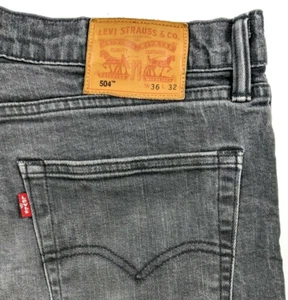 Levis 504 Regular Fit Dark Wash Denim Jeans Mens 36x32 Red Tab Straight Leg - Picture 1 of 11