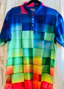 Camisa polo de golf Crazy Designs para hombre mediana arco iris 3D que absorbe la humedad - Imagen 1 de 3