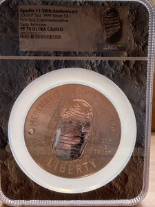2019 P $1 PROOF SILVER .999 APOLLO COMMEM. DOLLAR NGC PF70 ULTRA CAMEO 5oz. - Picture 1 of 6