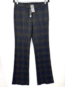 Pantalone bootcut a quadri Theory misto lana alpaca grigio/marrone/blu taglia 4 NUOVO - Foto 1 di 5