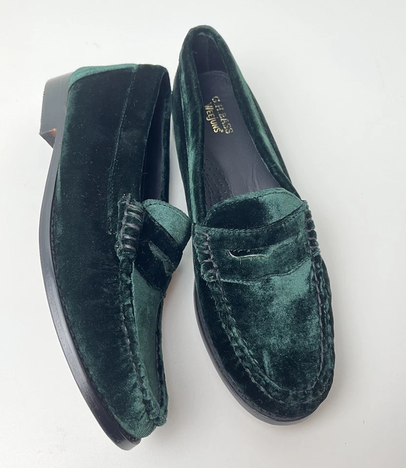 Mocasines de terciopelo G.H.BASS x Anthropologie Weejuns Whitney verde oscuro talla 8,5 Foto 1 de 4