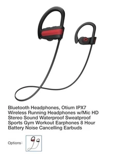 Bluetooth Headphones, Otium IPX7 Wireless Running Headphones w/Mic HD - Photo 1 sur 2