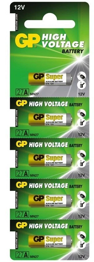 GP BATTERY 5 pile batterie A27 MN27 L828 CA22 EL812 GP 12V x telecomandI auto ecc.