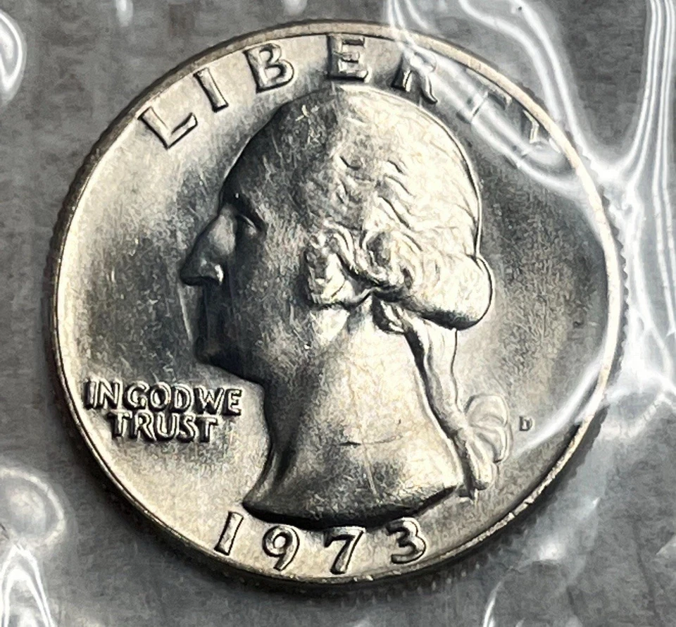 1973 D Washington Quarter UNC/MINT SEALED IN CELLO BRILLIANT COIN *GEM - Image 1 of 4