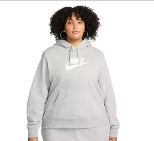 🖤 Nike Women’s Gray Fleece Hooded Sweatshirt – Plus Size $70 MSRP (1X, 2X, 3X) - Picture 1 of 3