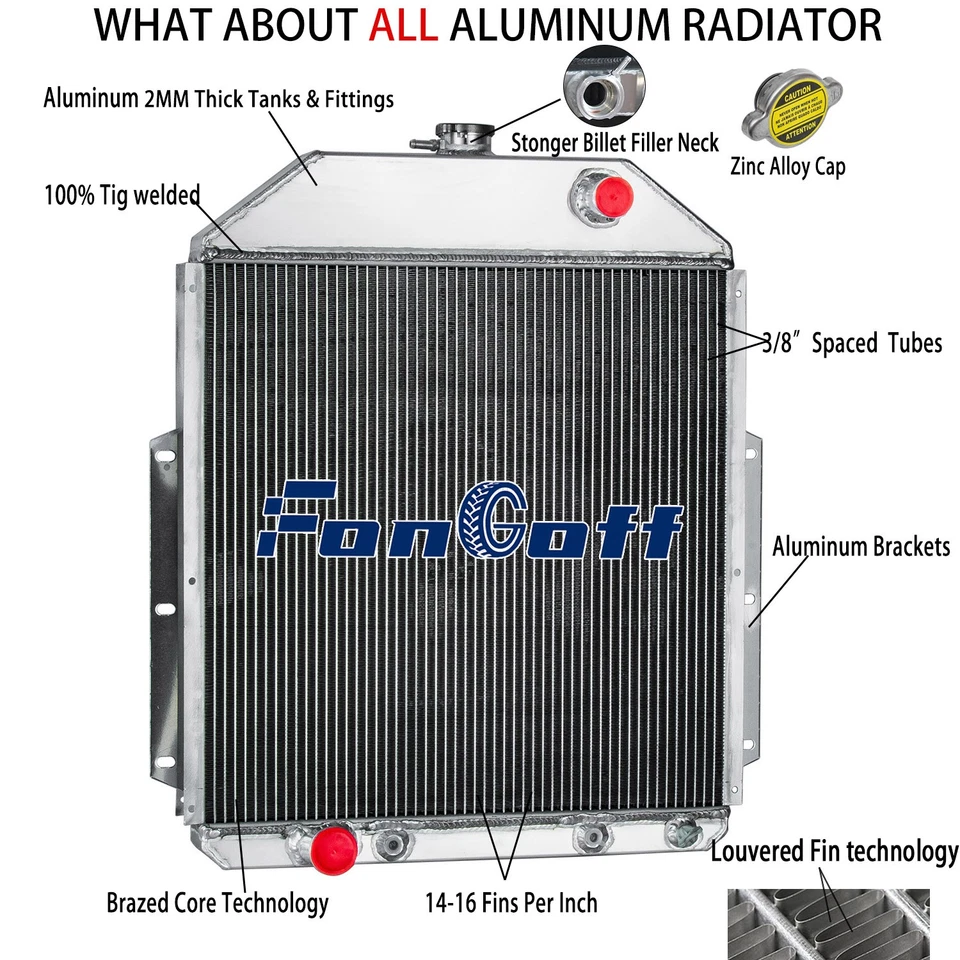 3 Core Aluminum Radiator For 1942-1952 48 Ford F1 F2 F3 F4 Pickup Ford V8 Engine Foto 1 de 4